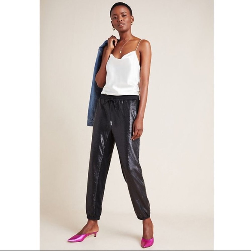NWT S anthropologie sequin joggers
